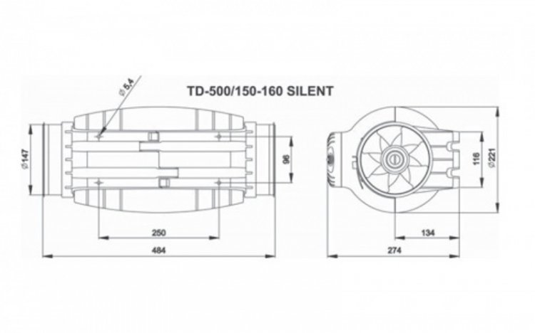 Вентилятор TD-500/150-160 Silent 3V